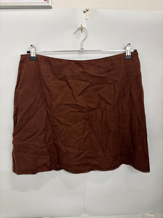 Nobody's Child Brown Linen-Blend High-Waist Mini Skirt Size 16 - BNWT