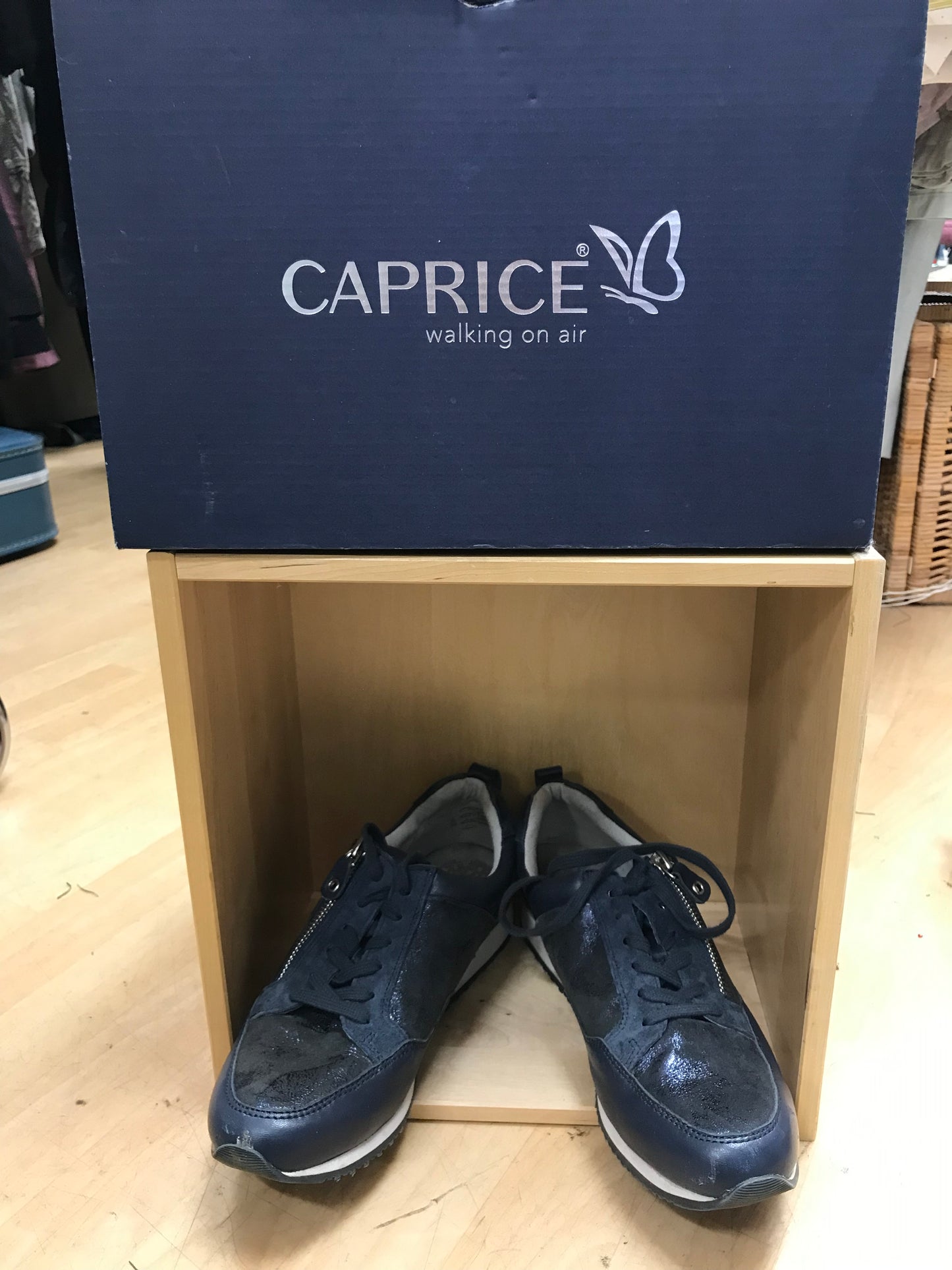 Caprice Walking on Air Navy Blue with Glitter Size 6 Trainers Boxed