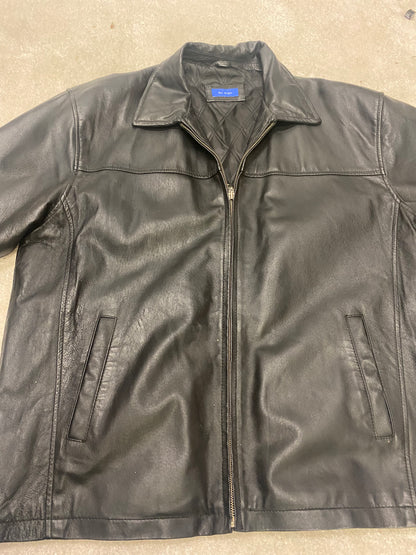 Men’s Black Leather Jacket XL