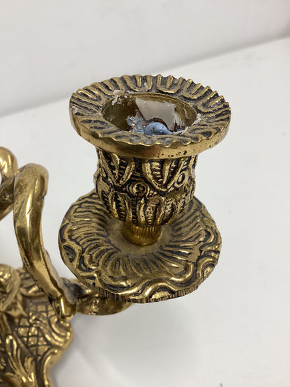 Mid Century Italian Art Nouveau Brass Candelabras 1950s