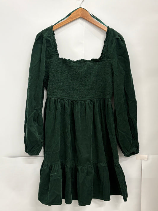 Nobody's Child Green Balloon Sleeve Cord Tiered Elsa Mini Dress Size 14