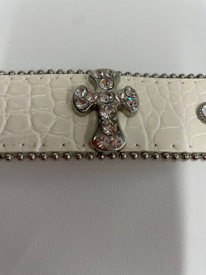 Y2K Schmuck Art White Diamante Belt with Crosses