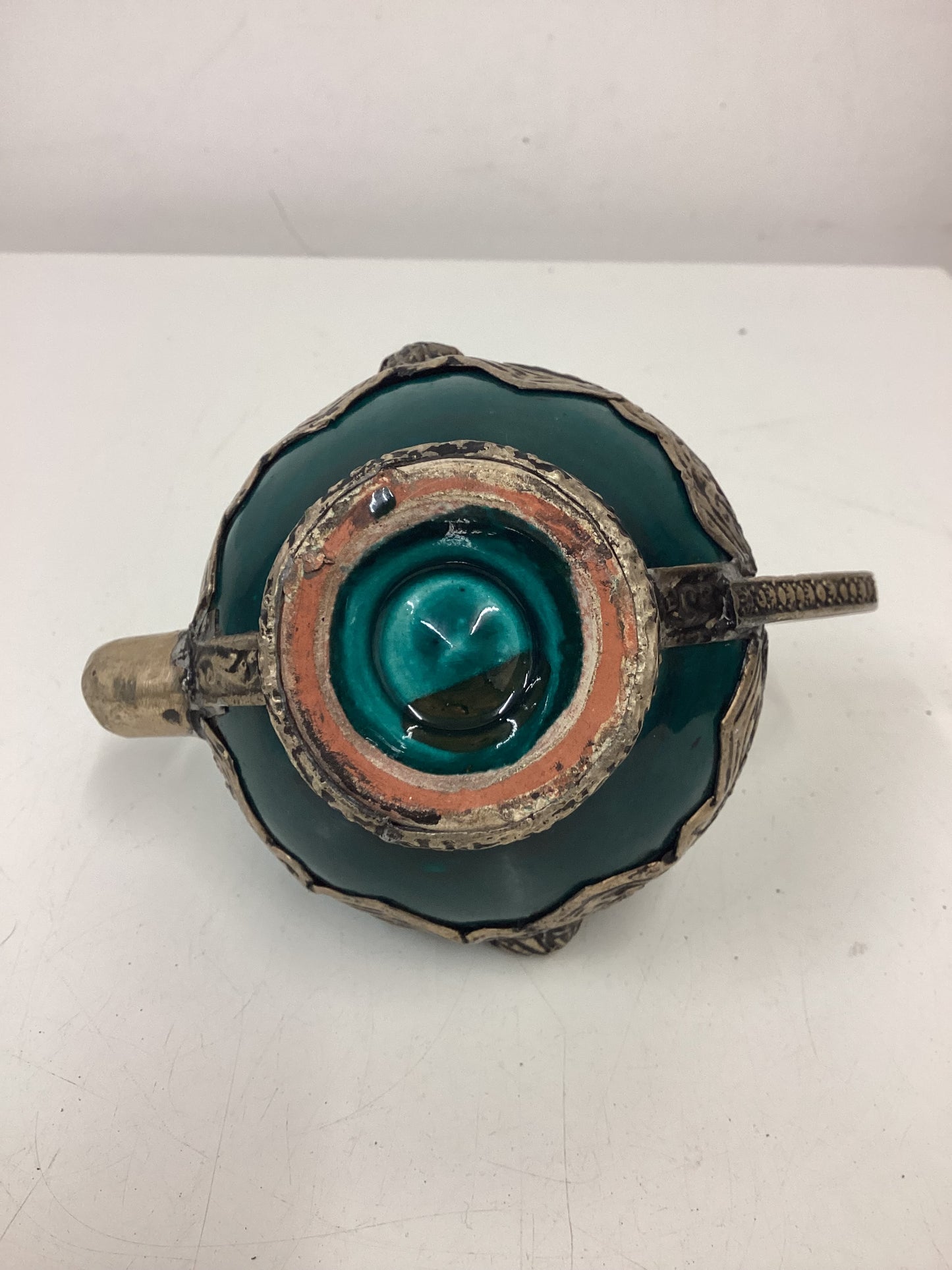 2 Small Decorative Ceramic & Metal Teapots