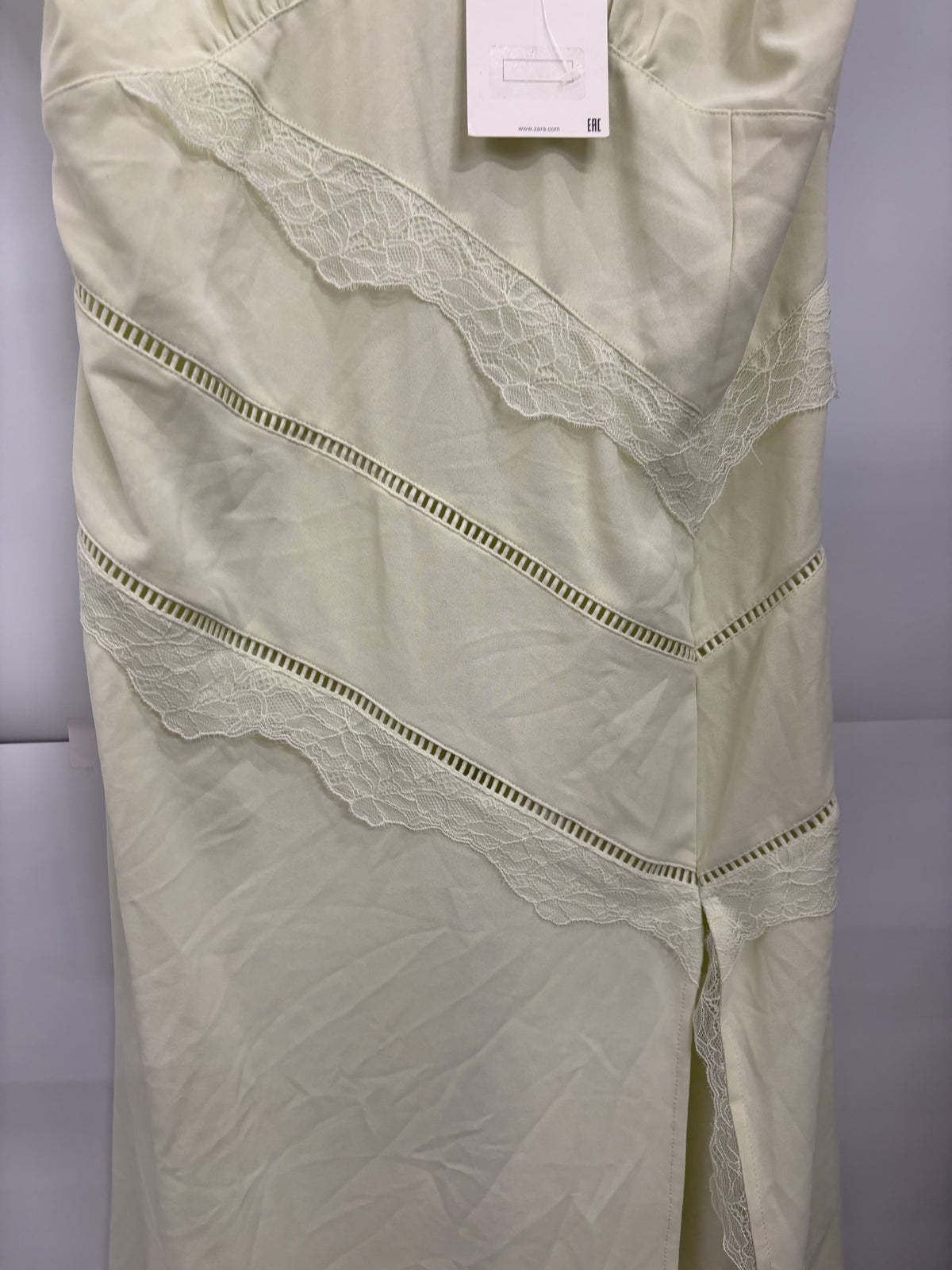 Zara Lace-Trimmed Lime/Light Yellow Womens Midi Dress Size 16 - BNWT