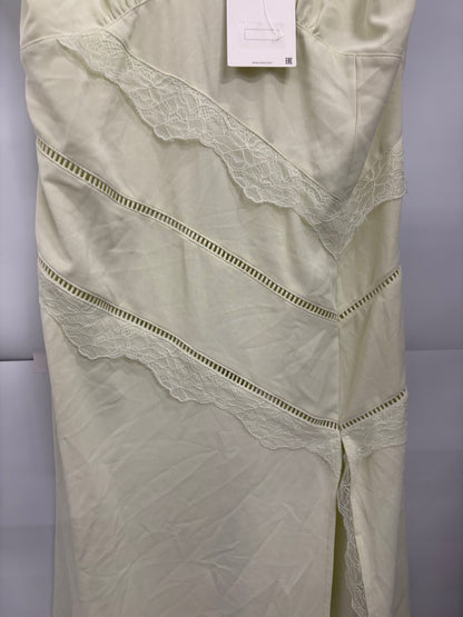 Zara Lace-Trimmed Lime/Light Yellow Womens Midi Dress Size 16 - BNWT