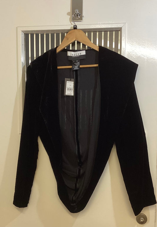 Jaeger London, Black, Velvet Look, Blazer, Silk Blend, NWT, New With Tags, Size 14