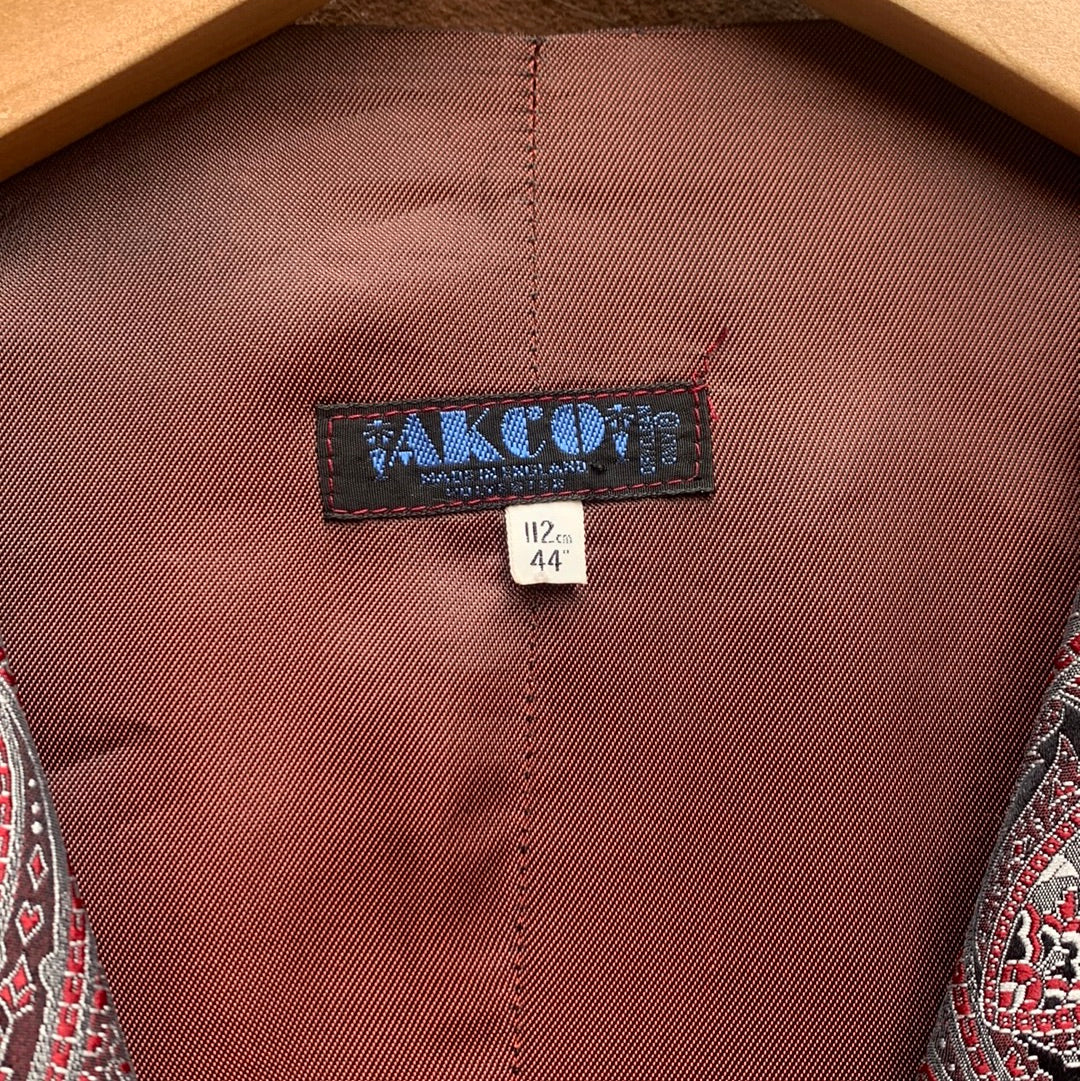 Akco Burgundy And Grey Patterned Waistcoat 44"
