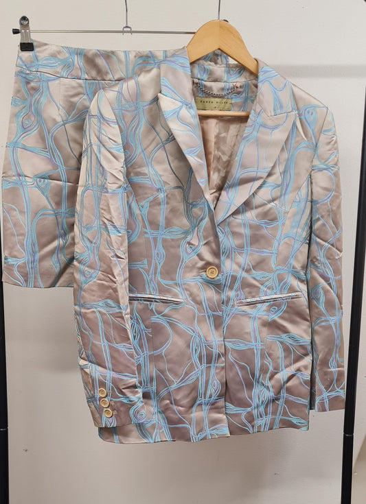 Karen Millen Longline Blazer Mini Skirt Suit Size 12
