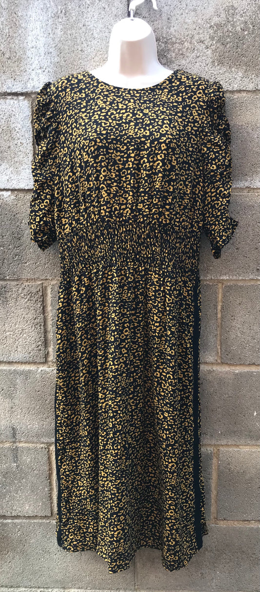 BNWT M&S Size 18 Black and Mustard Maxi Dress