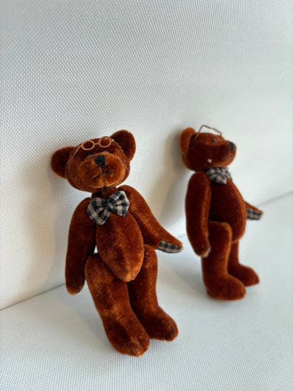 Boyd Hand Made Collectable 4 inch Jointed Teddy Bear Figures Brown (Pair - Mr and Mrs)