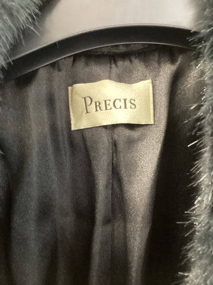 Precis, Long Winter Coat, Merino Wool and Cashmere Blend, UK Size 10, Black, Removable Collar