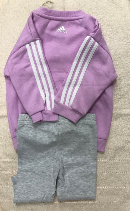 BNWT Adidas Infant Crew Suit Age 3-6 Month Pink and Grey