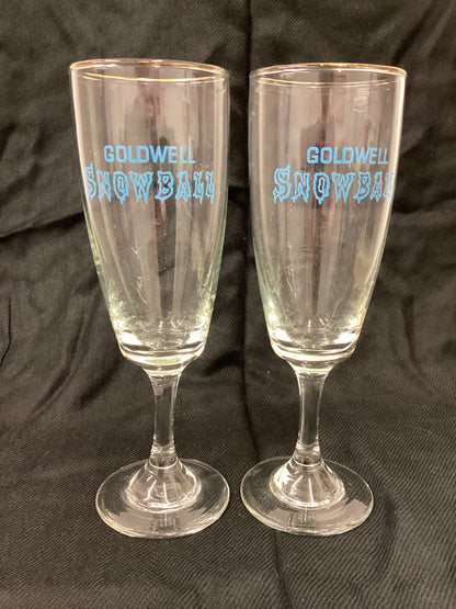 Pair Of Vintage Kitsch Golden Snowball Glasses