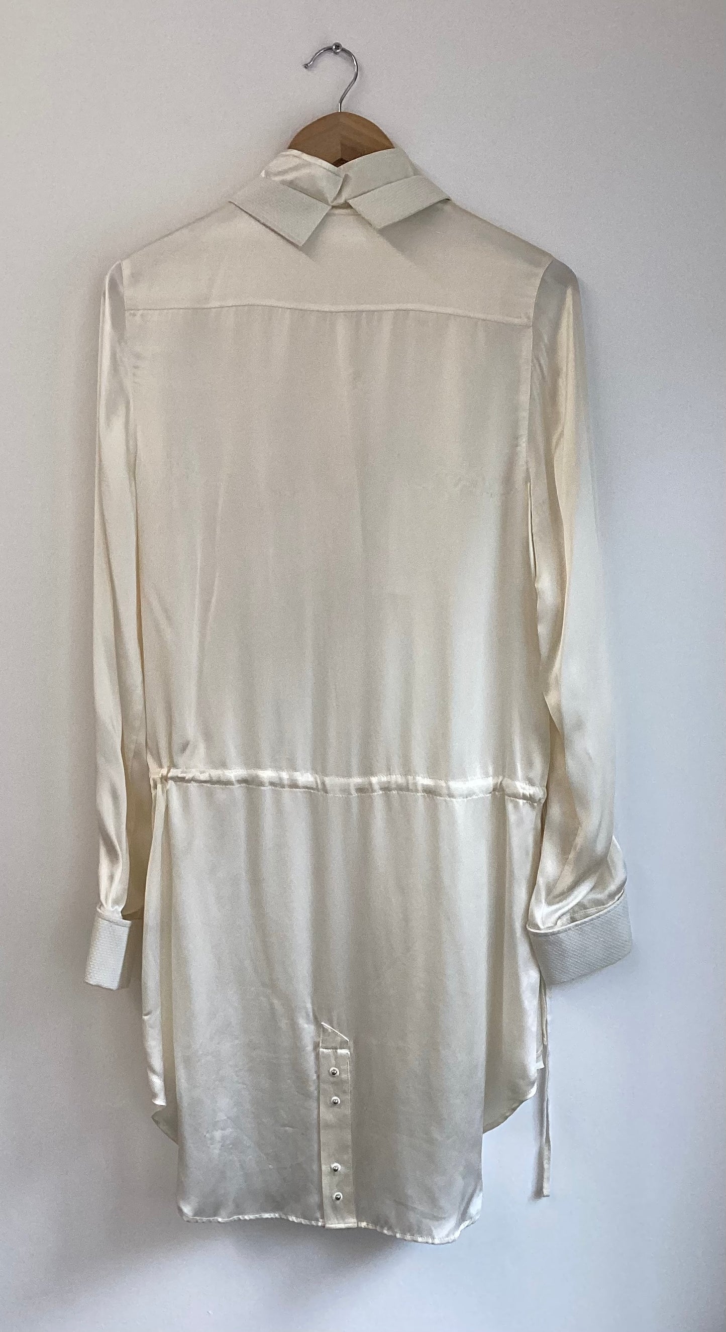 All Saints, White, Long Shirt, 100% Silk, Size 14