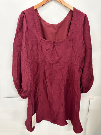 Nobody's Child Red Puff Sleeve Textured Dora Mini Dress Size 14