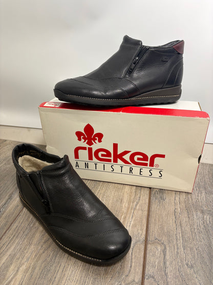 Rieker Womens Black Leather Ankle Boots Size 6