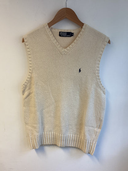 Ralph Lauren, Cream Knitted Vest, 100% Cotton, Size M, Autumn