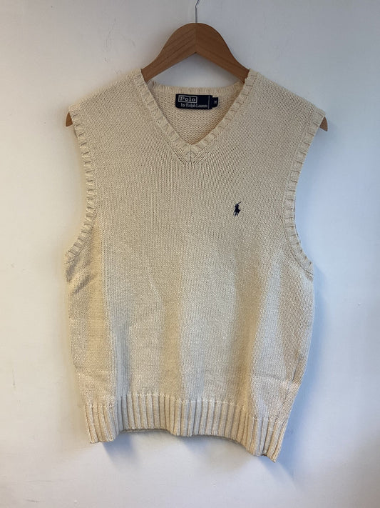 Ralph Lauren, Cream Knitted Vest, 100% Cotton, Size M, Autumn