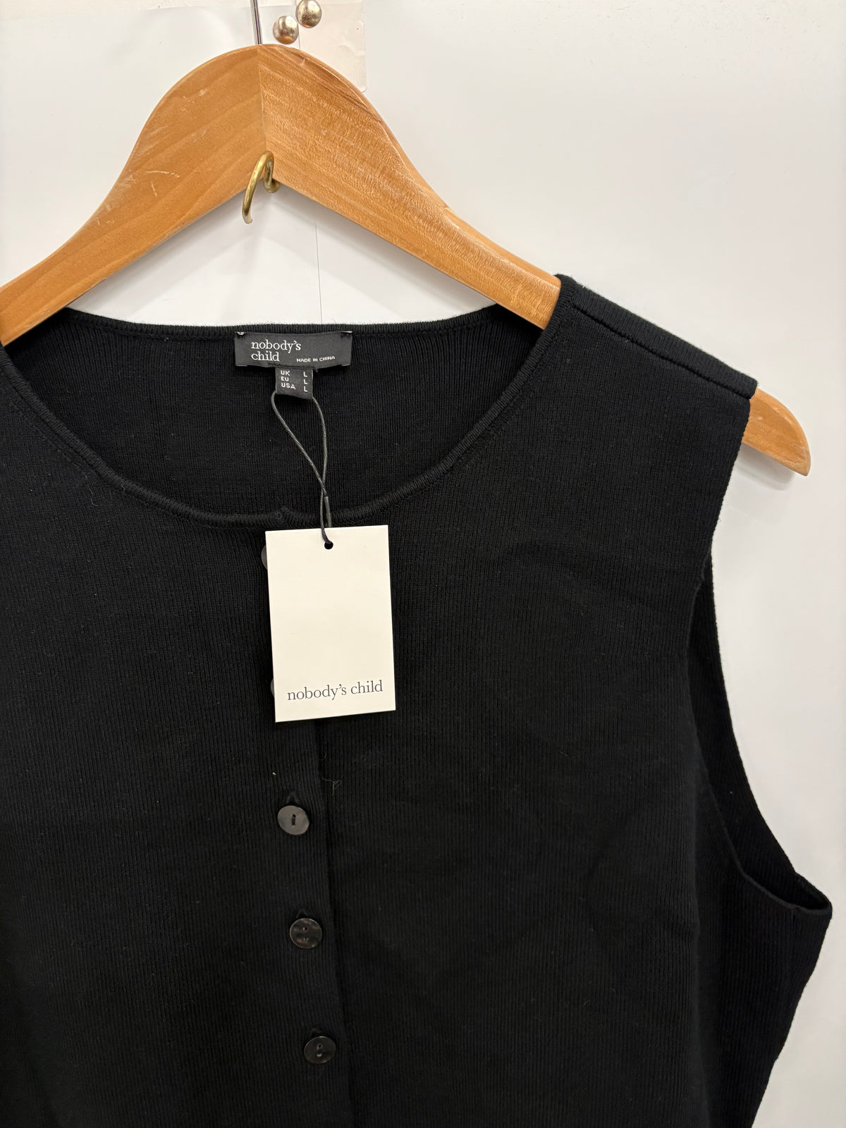 Nobody's Child Black Sleeveless Waistcoat Mini Dress Size L - BNWT