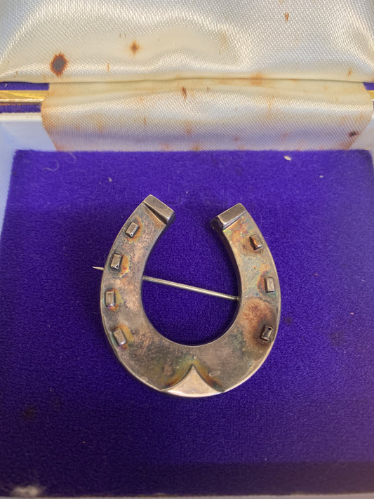 Large Silver Victorian Horseshoe Brooch c. 1880