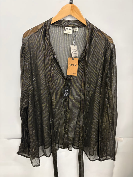 Joanie Clothing Women's Sheer Tie-Neck Metallic Blouse Size 26 - BNWT