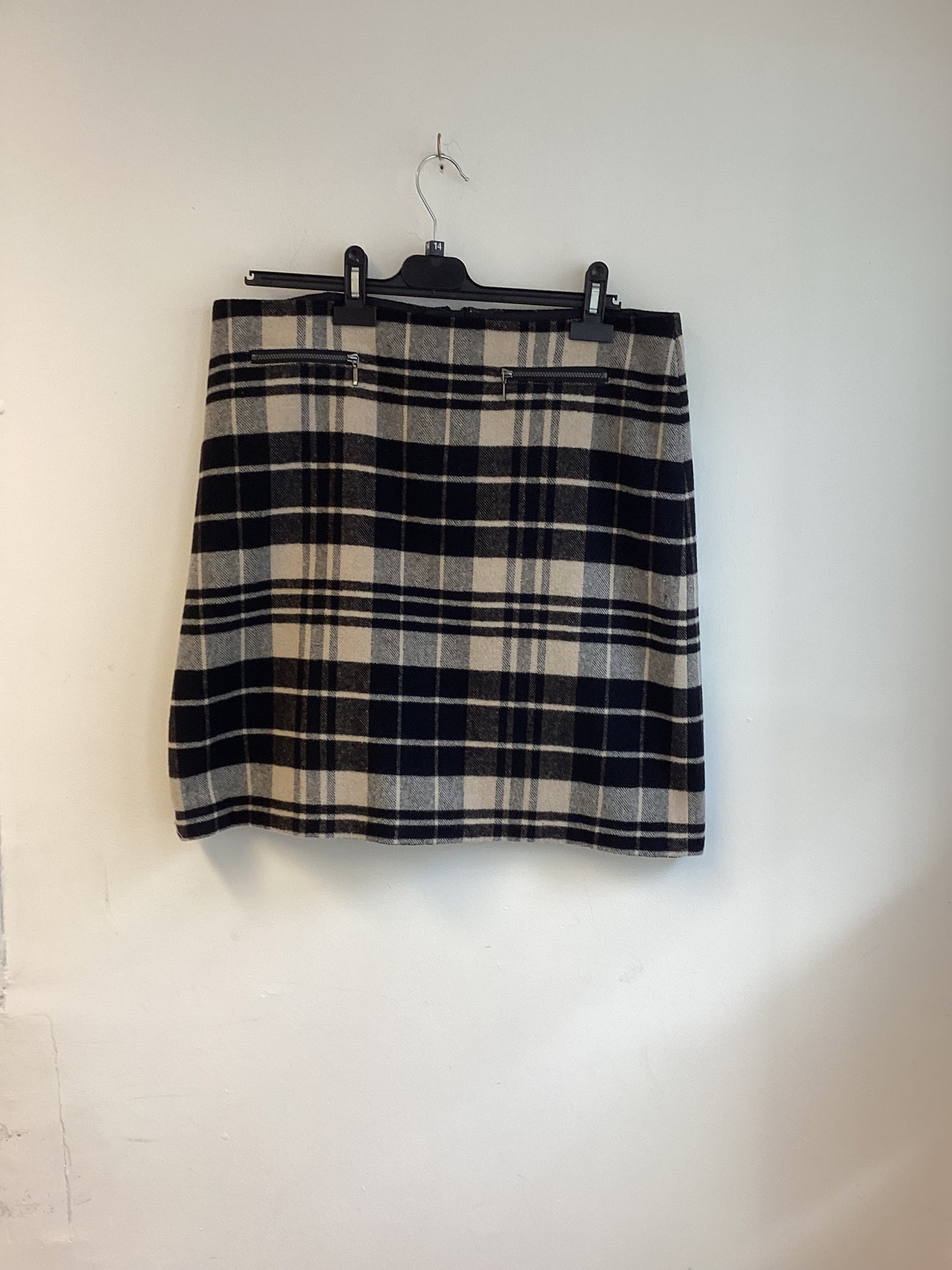 M&S, Black and White Plaid Skirt, Size 14