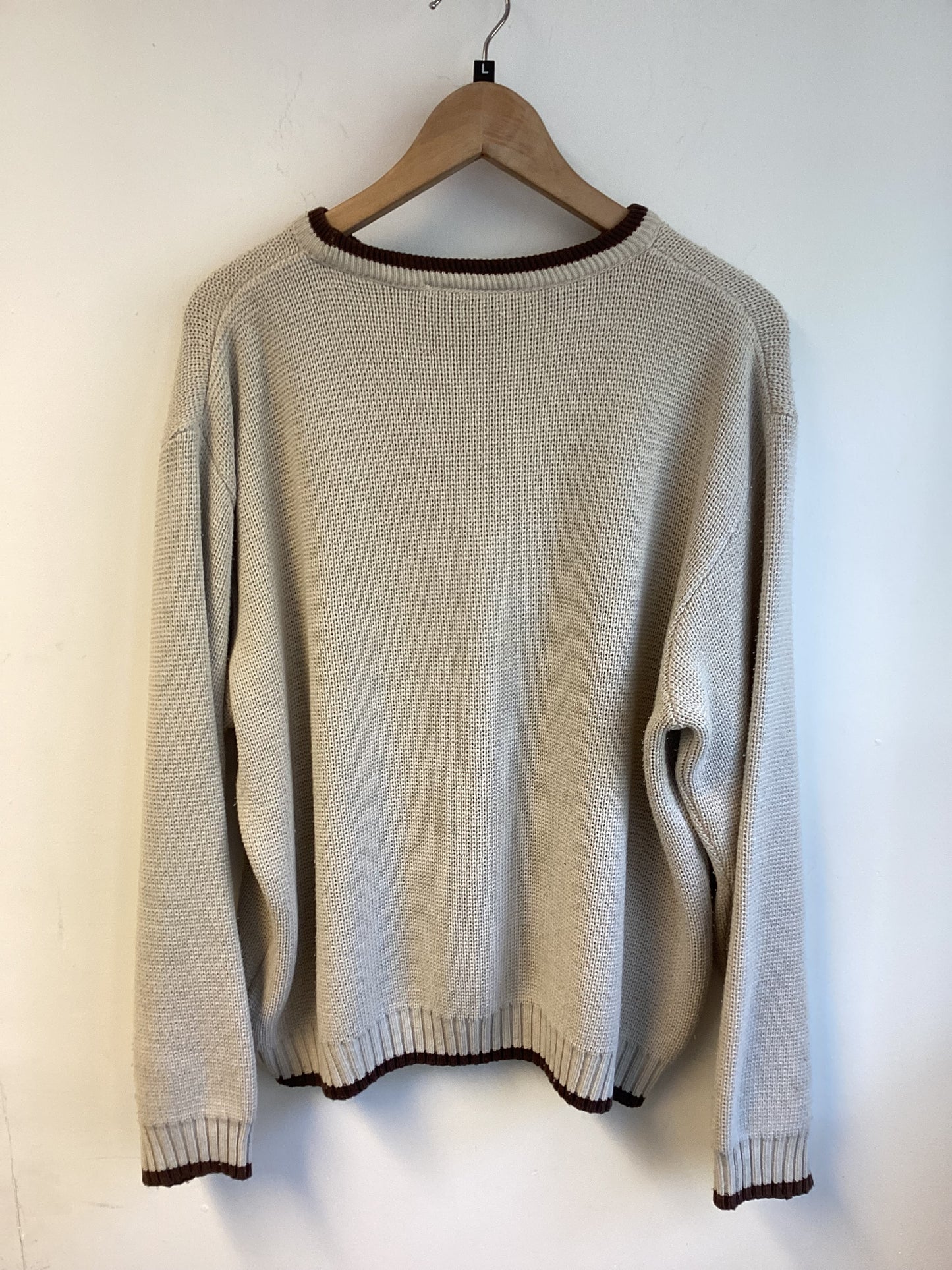 Timberland, Beige Knitted Jumper, Long Sleeve, Size L, Autumn Vibes