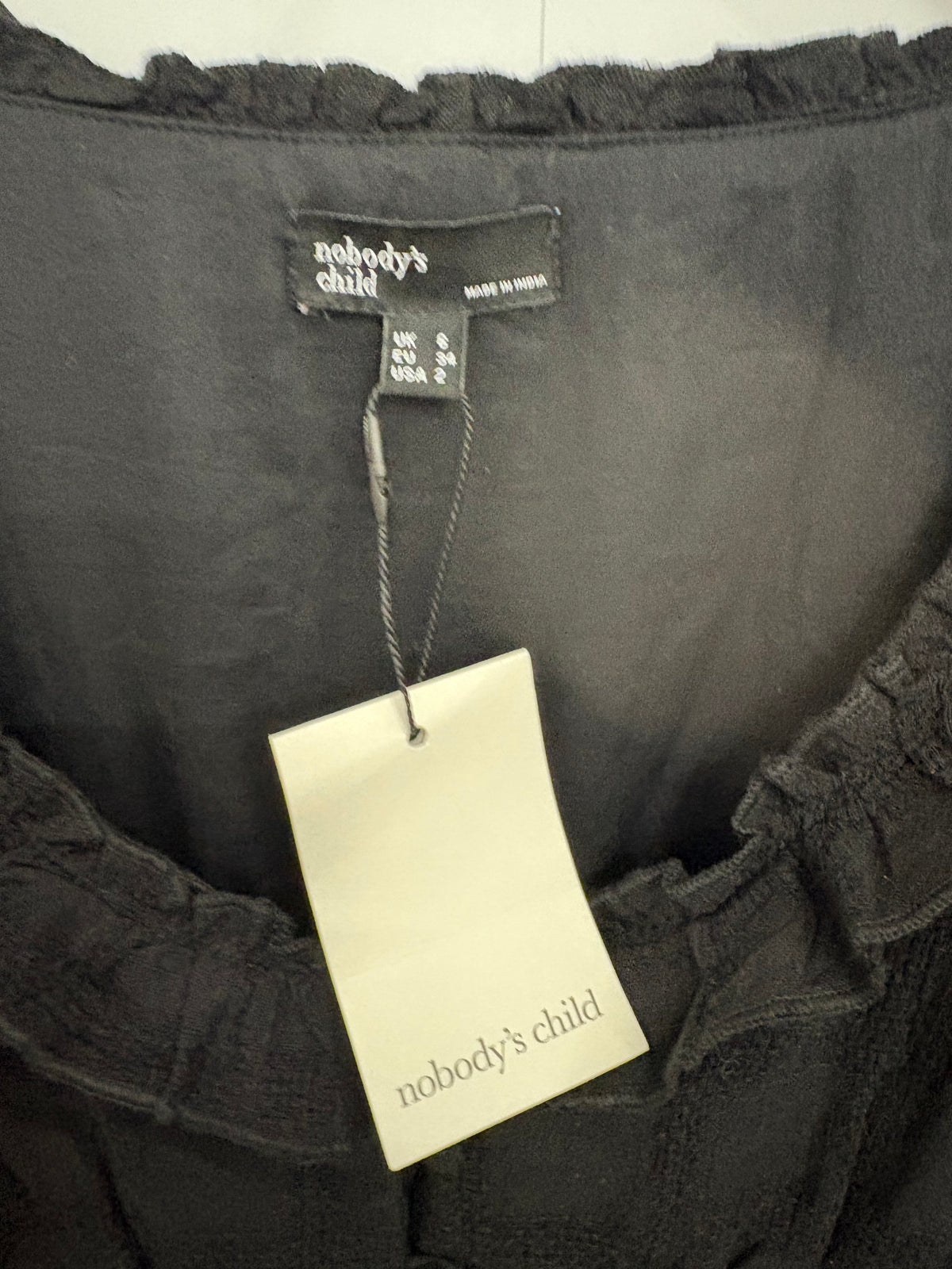 Nobody's Child Black Short-Sleeve Flossie Midi Dress Size 6 - BNWT