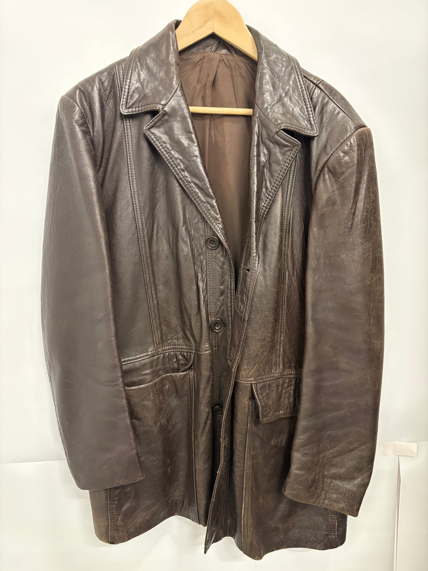 Vintage Mens St Michael Leather Coat Size L