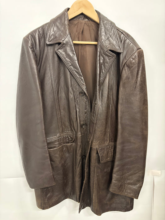 Vintage Mens St Michael Leather Coat Size L