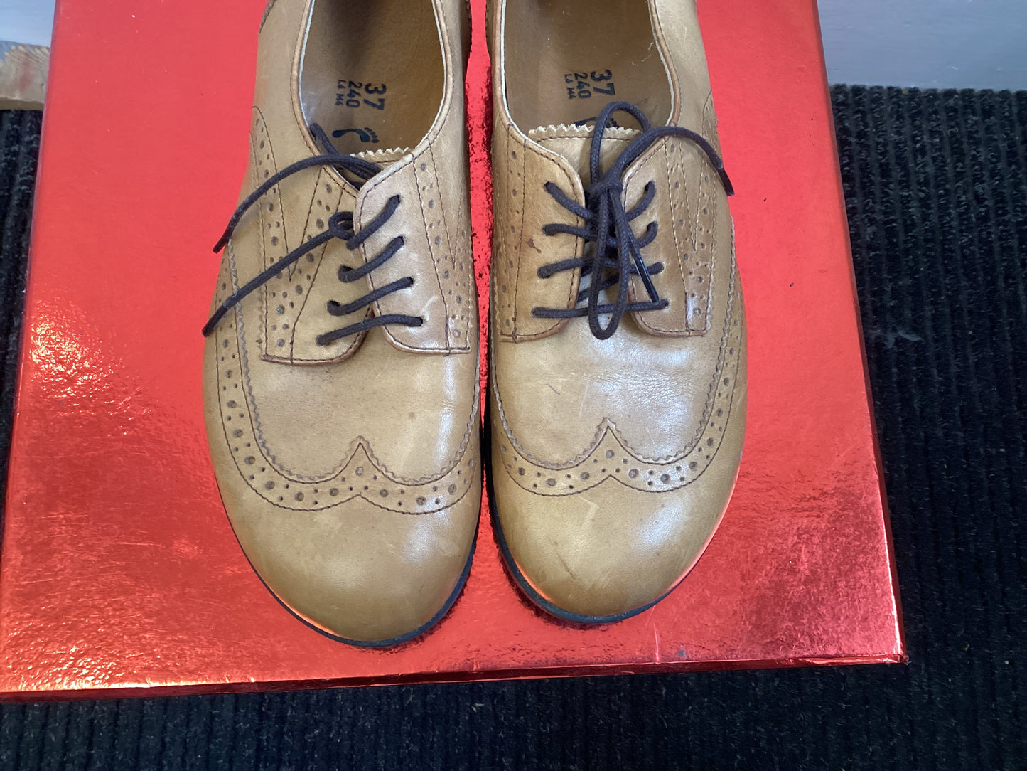 Birkenstock, Beige, Oxford Style Shoe, Size 4, Leather
