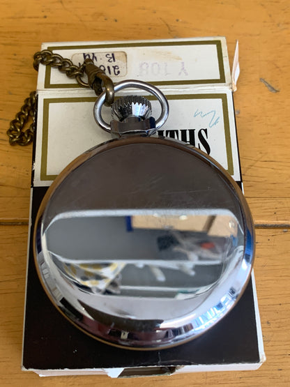 Vintage Smiths Chrome Metal Open-Faced Pocket Watch