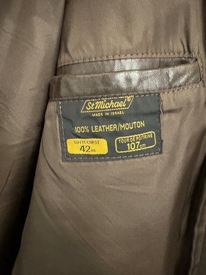 Vintage Mens St Michael Leather Coat Size L