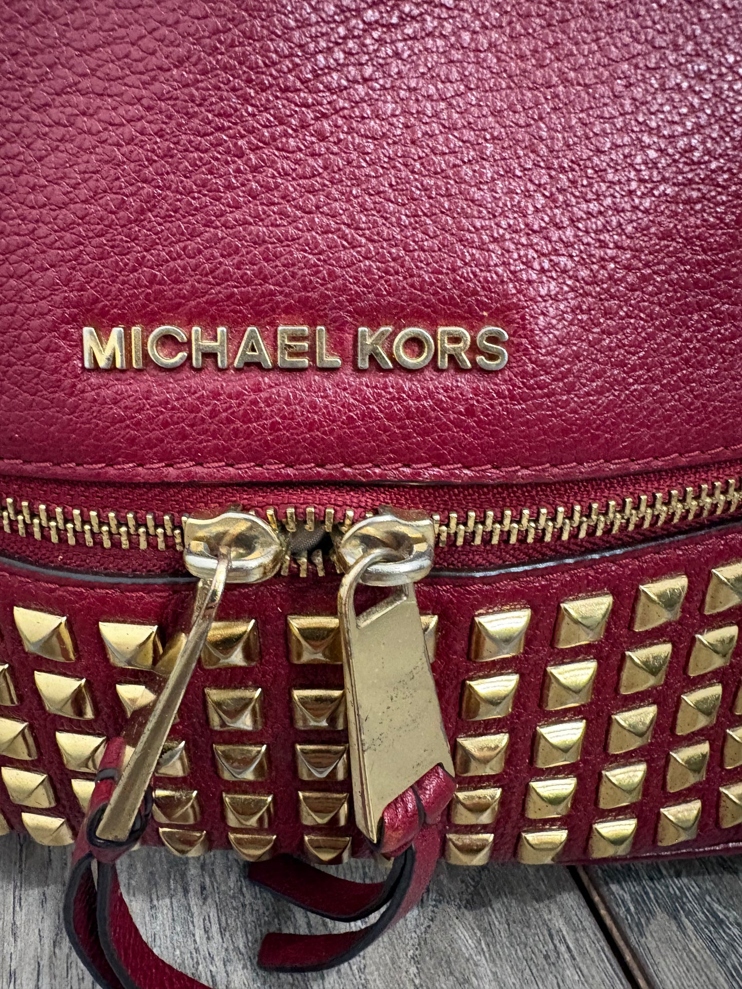 Michael Kors Rhea Red Leather Backpack