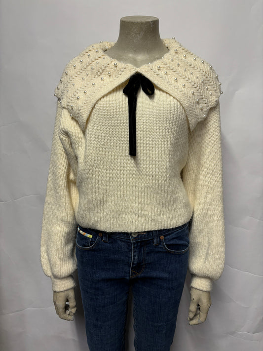 Zara Cream Knitted Crop Jumper Medium