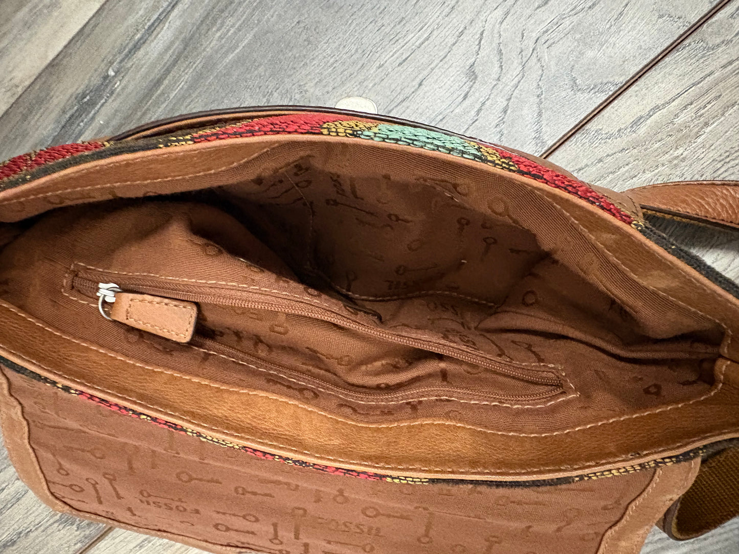 Fossil Maddox Patterned Leather Crossbody Bag