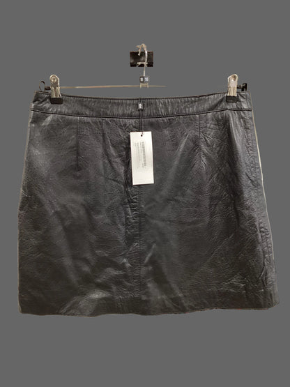 Karen Millen Black Textured Leather Zip Skirt Size 16