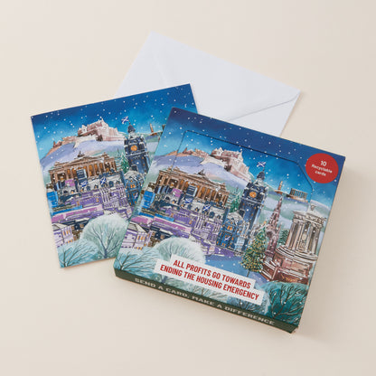 Snowy Edinburgh Landmarks Christmas Cards - Pack of 10