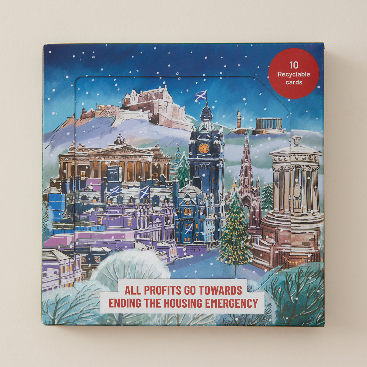 Snowy Edinburgh Landmarks Christmas Cards - Pack of 10