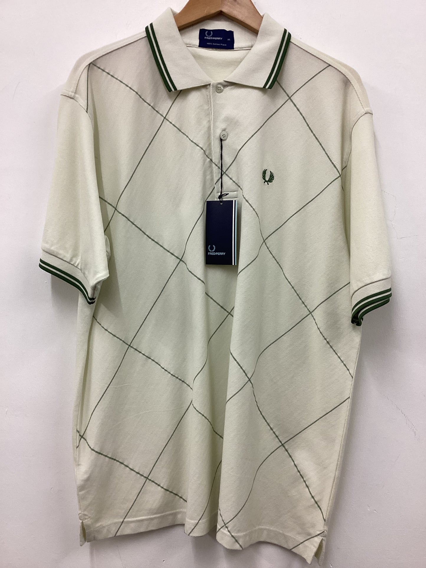 BNWT Fred Perry XL Green Check Polo Shirt