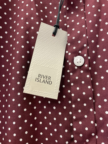 BNWT River Island Burgundy Slim-Fit Polka-Dot Shirt