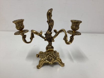 Mid Century Italian Art Nouveau Brass Candelabras 1950s