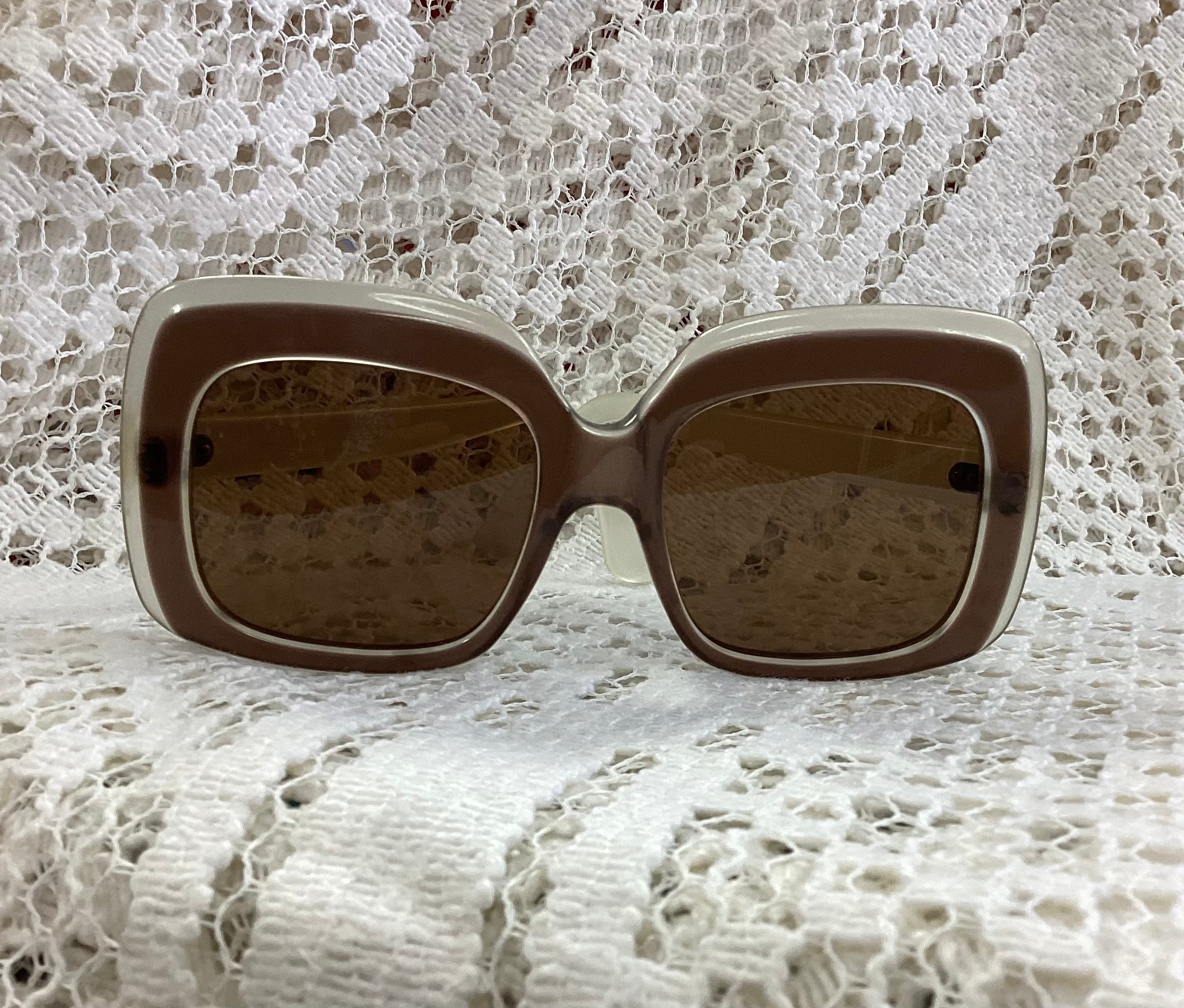 Jean Patou Paris Square Sunglasses Brown Vintage Retro 1970 s Shop for Shelter