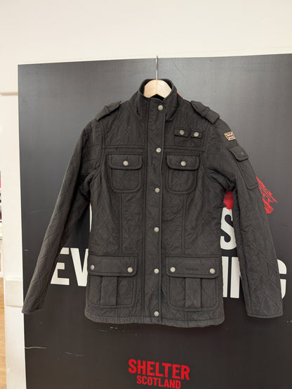 Barbour L659 Black Utility Force Polarquilt Fleece Lined Jacket Size 10