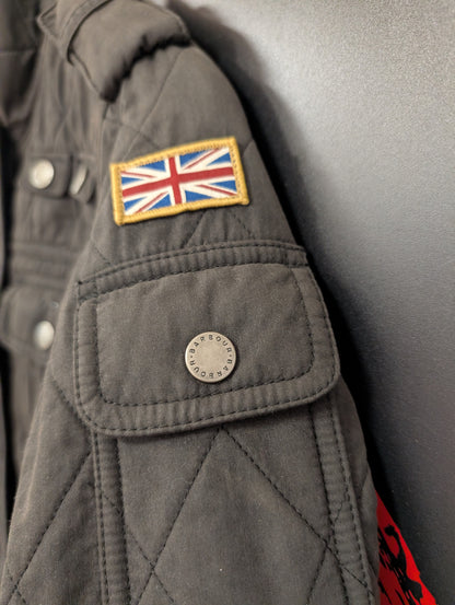 Barbour L659 Black Utility Force Polarquilt Fleece Lined Jacket Size 10