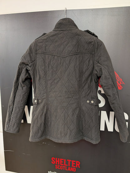 Barbour L659 Black Utility Force Polarquilt Fleece Lined Jacket Size 10