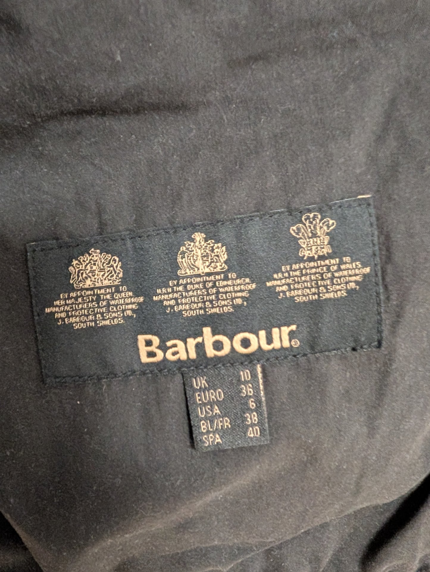 Barbour L659 Black Utility Force Polarquilt Fleece Lined Jacket Size 10