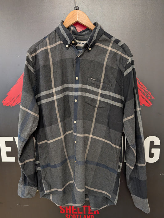 Barbour Dunoon Tailored Black/White Checked Shirt Size L
