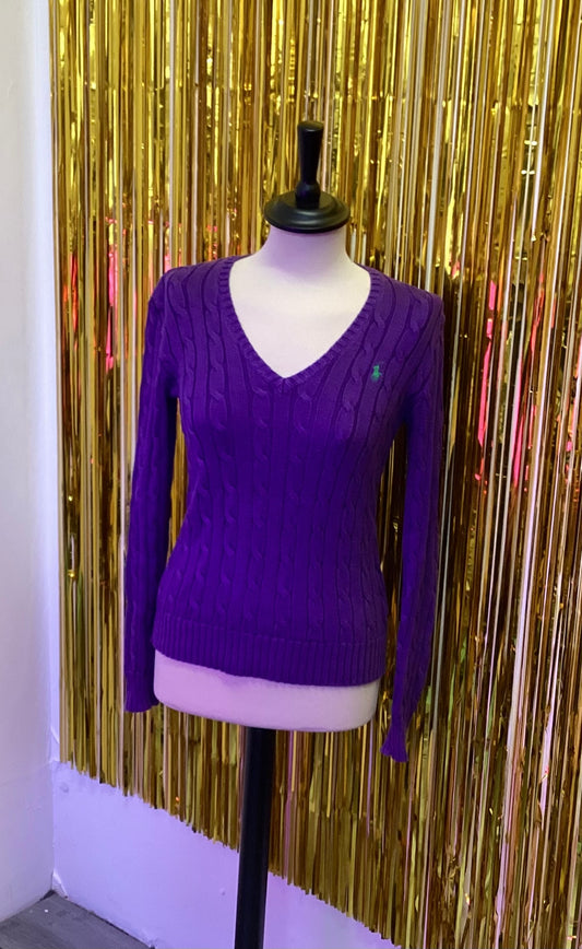 Ralph Lauren Purple Cable Knit Jumper XS