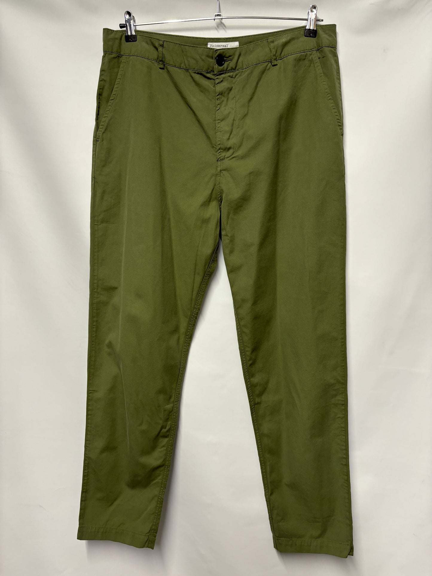 Universal Works Green Cotton Chino Trousers 34